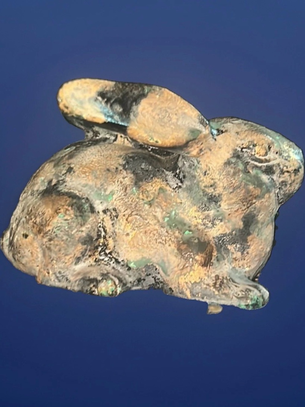 Vintage Japanese Bronze Rabbit Figure Excellent Patina And Texture